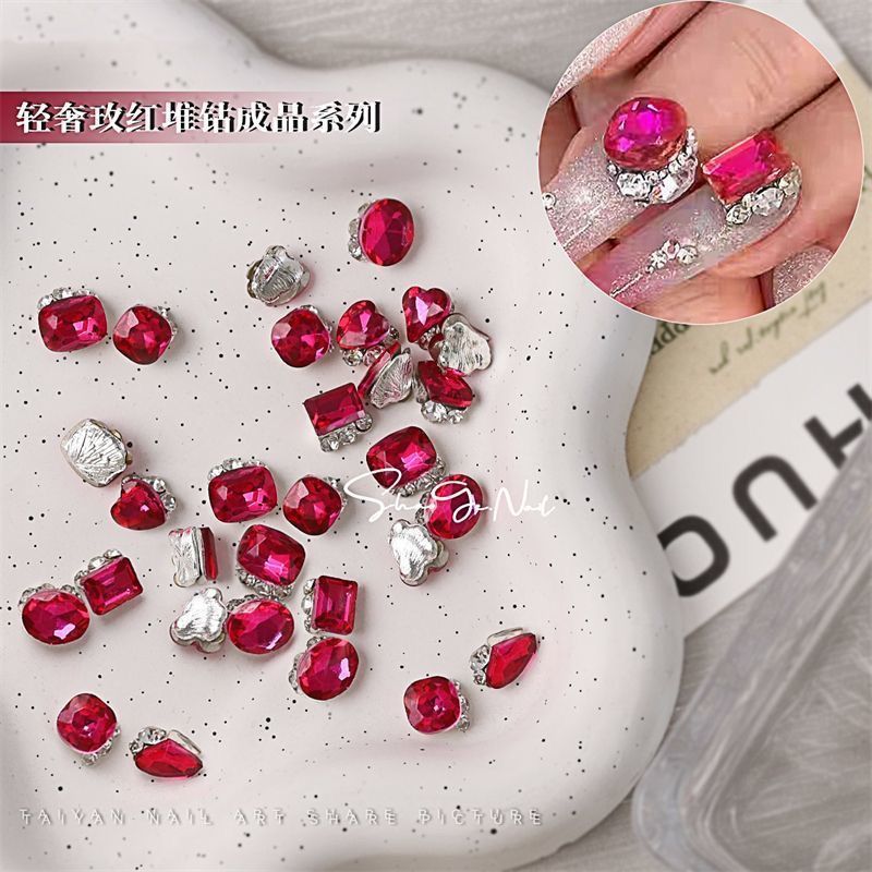 ยอดนิยม Red Diamond Retro Bordeaux Red Pile Diamond สําเร็จรูปเพชรปีใหม่สีแดงกระพริบ Cube น้ําตาล Cr
