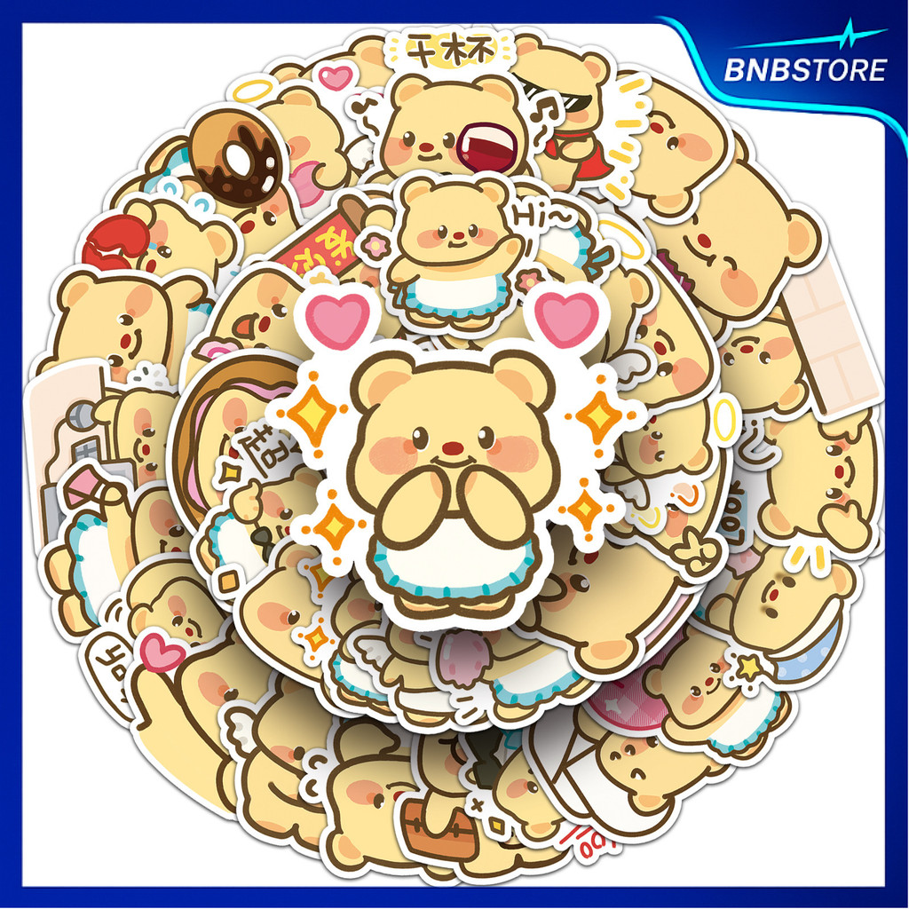 ส่งจากไทย 50ชิ้น สติกเกอร์ หมีเนย สีเหลือง การ์ตูนน่ารัก Butter Cream Bear Cartoon Sitcker DIY พร้อมส่ง