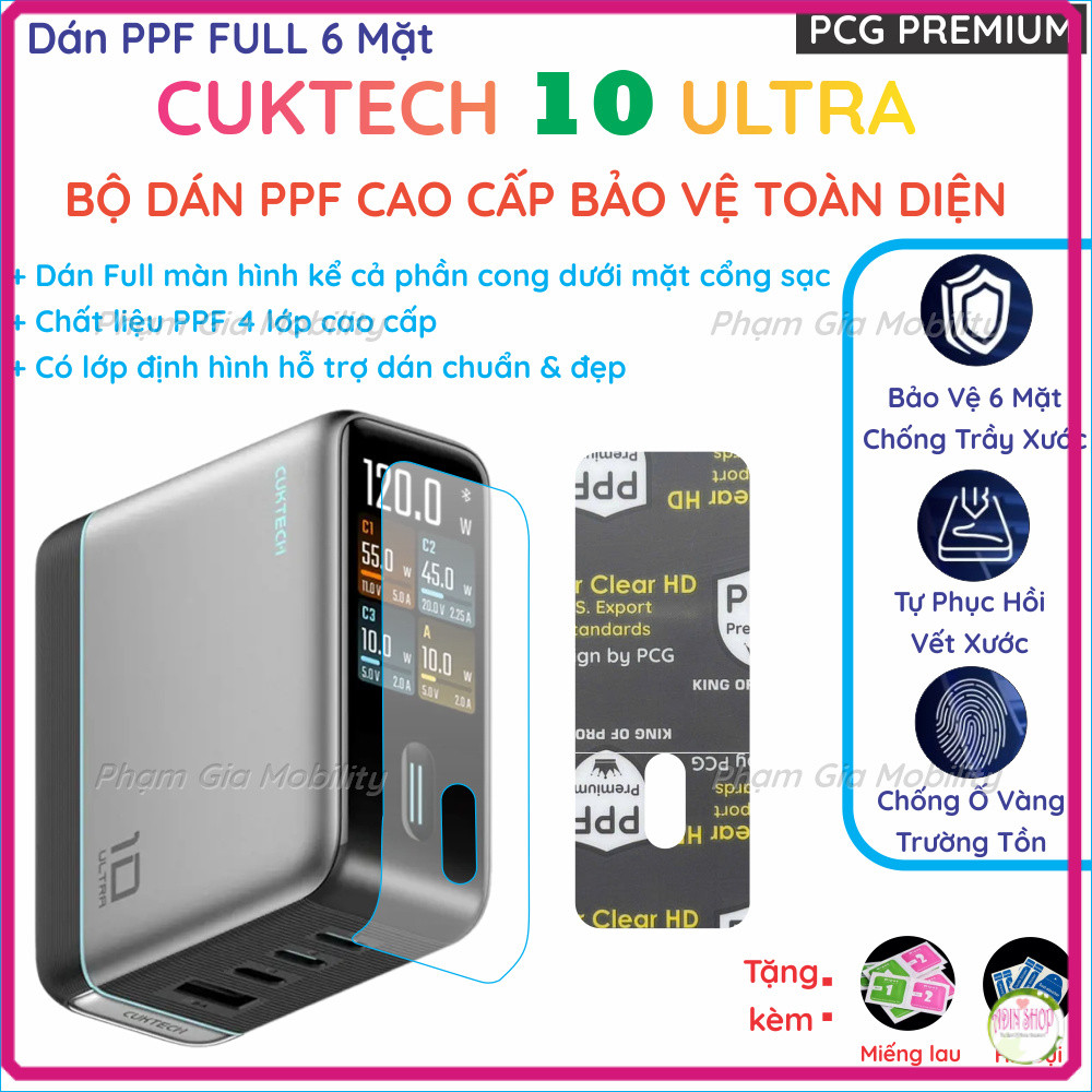 สติ๊กเกอร์ FULL PPF 6 ด้านสําหรับเครื่องชาร์จ Cuktech 10 Ultra/ 6 Ultra - จอโค้งเต็ม ใส ด้าน Perfect