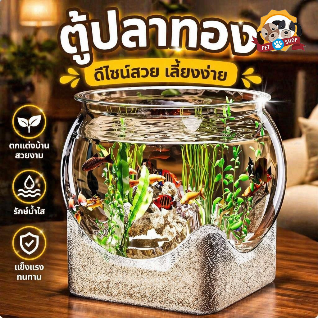 ตู้ปลาทอง อควาเรียมตั้งโต๊ะ PETใส ทนทาน-กันกระแทก หลายแบบ สำหรับเลี้ยงปลา ปลูกพืชน้ำ
