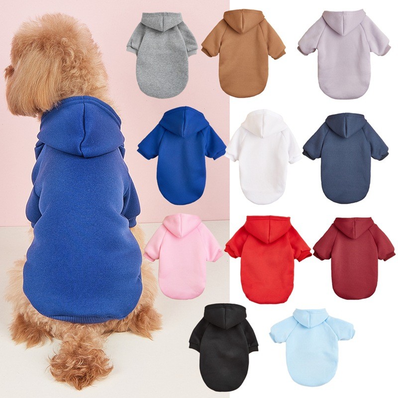 ฤดูใบไม้ร่วงฤดูหนาวสไตล์เสื้อผ้าสัตว์เลี้ยง Anti-Lint Warm คลาสสิกสีทึบสองขาไม่มีกระเป๋า Hooded Pupp