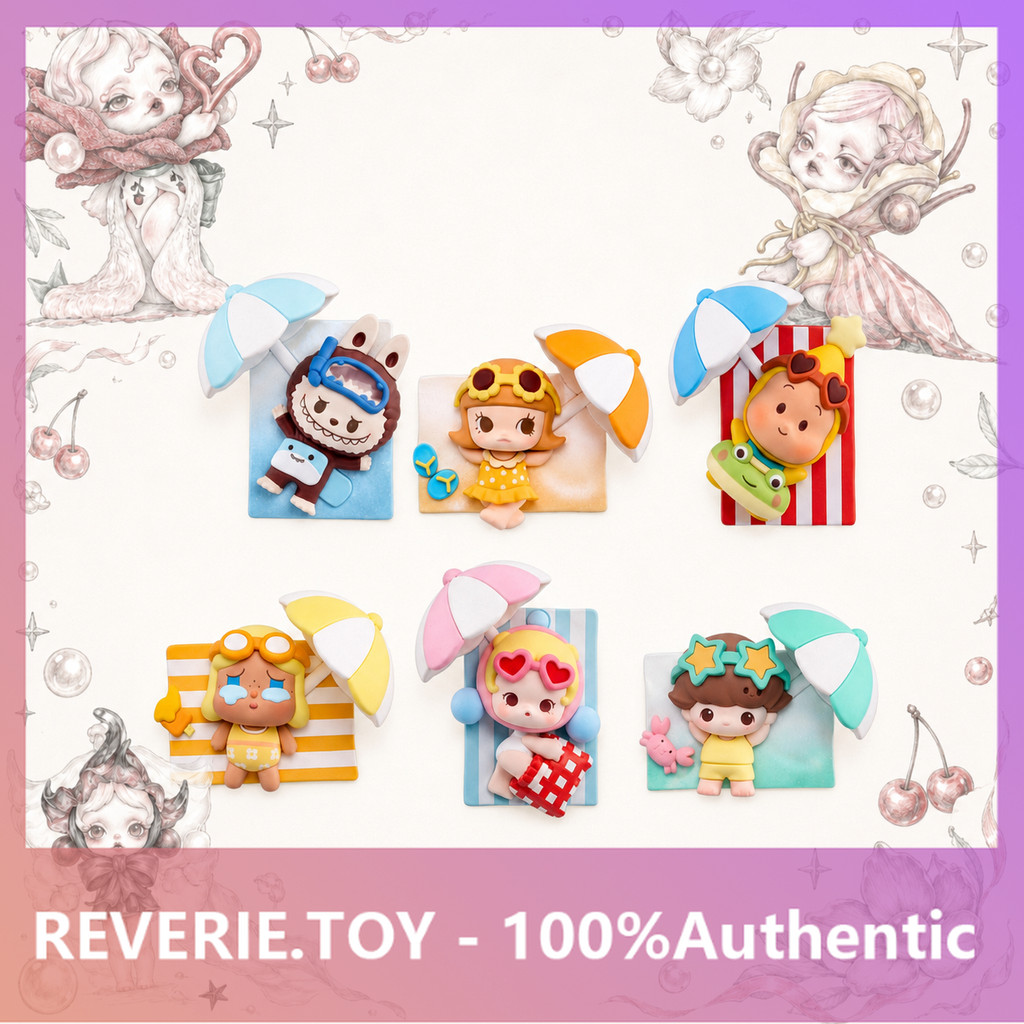 P POPMART Island Vacation Series สติ๊กเกอร์ติดตู้เย็น Mystery Box ของขวัญของเล่นอินเทรนด์