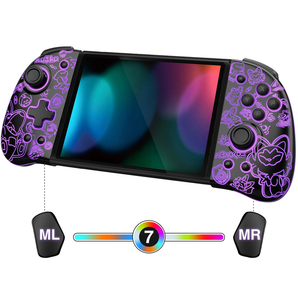 Joy-Pad ไร้สายสําหรับสวิตช์/สวิตช์ OLED, 7 สี LED Luminous Joy-pad - Scarlet & Violet สําหรับ Window