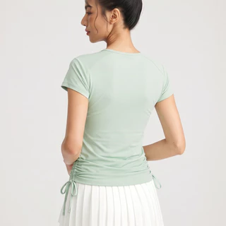 AirActive Leisure Casual Yoga Sports T-shirt Short Sleeves Zip And Side Drawstrings Moisture-wicking