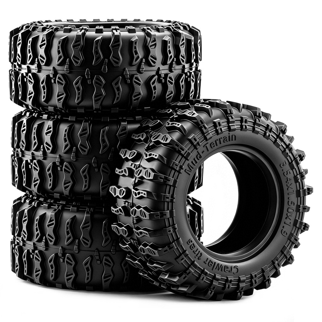 4PCS 1.9 นิ้วยางล้อ Tyre ชุด Fit 1/10 1/12 RC Crawler Axial SCX II III TRX4 TRX6 GEN7 GEN8 D90 MJX H