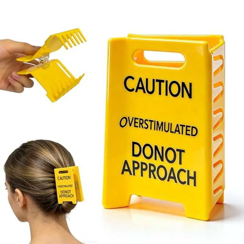 Overstimulated Caunchion Sign Hair Claw Clips - อย่า Approach Sign Hair Clip,ตลกสีเหลืองCautionกิ๊บส
