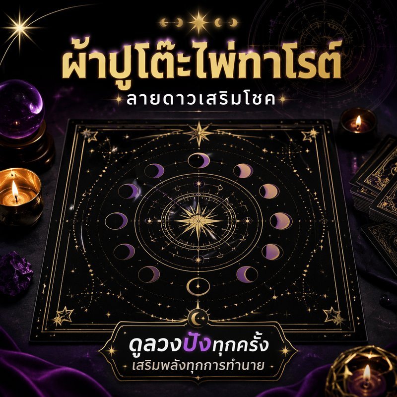 ผ้าปูโต๊ะไพ่ทาโรต์ แผ่นรองไพ่ กันลื่น ผ้านุ่ม สีดำ สไตล์ลึกลับ พับเก็บง่าย สำหรับอ่านไพ่
