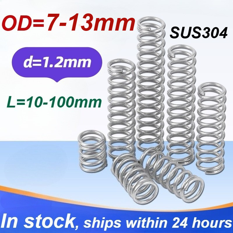 สปริงอัด SUS304 d1.2mm*OD7-13mm*L10-100mm สปริงคืน สปริงอัดสแตนเลส 304 [MX-MB]