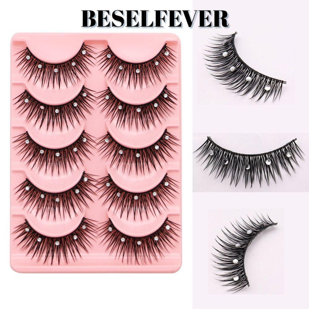 BESELFEVER Diamond Manga Lashes Dramatic Volume Fuffy Lashes Glitter Handmade Eye Extension
