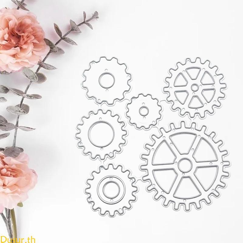 Dusur Steampunk Gear Cutting Dies Stencil สําหรับ Creative Paper Art Cutting Templa