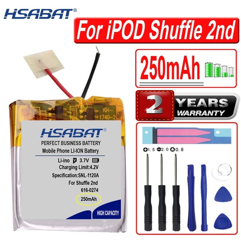 HSABAT 250mAh 616-0274 แบตเตอรี่สําหรับ iPOD Shuffle 2nd Generation 2 Shuffle2 G2 G3 3 616-0278