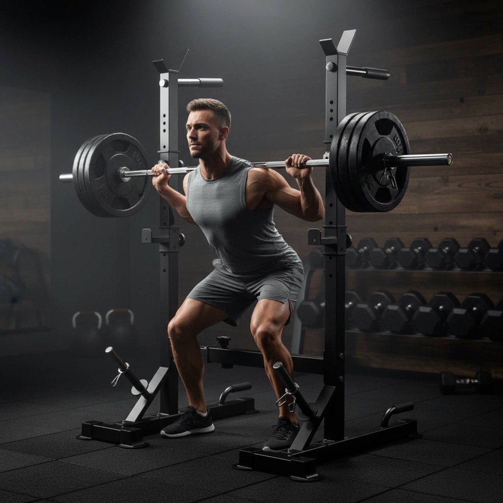 Squat Rack Multi-Function Squat Rack พร้อม J-Cups อุปกรณ์ฟิตเนสทนทานกันลื่นสําหรับ Weightlifters, Ho