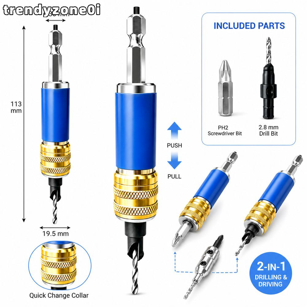 TRENDYZONE0I Woodworker Countersink เจาะ Bit, Hex Shank Magnetic Bit Retention สลัดเจาะไดร์เวอร์บิต,