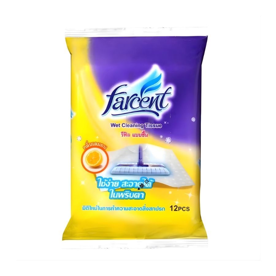 ฟาร์เซ็นท์ ผ้าเปียกถูพื้นกลิ่นเลมอน Farcent Wet Tissue Lemon 12Sheet
