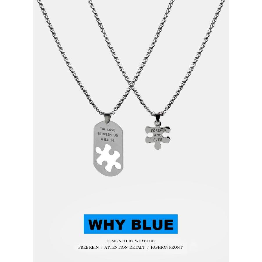 WhyBlue Couple Puzzle สร้อยคอเหล็กไทเทเนียมสุดเท่