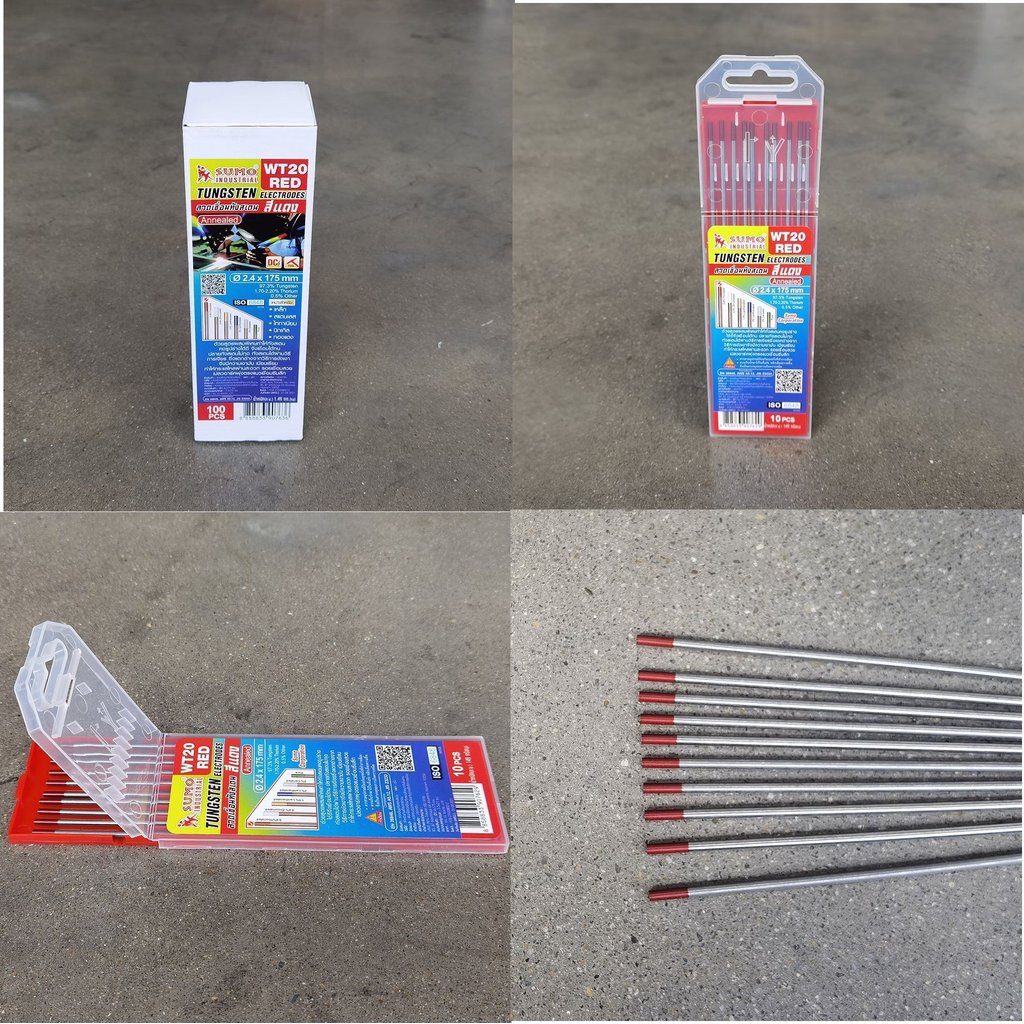 **ยกแพค 10 เส้น** ลวดเชื่อมทังสเตน สีแดง ลวดเชื่อมทังสเตน (แดง) 2.4mm WT-20 bonus