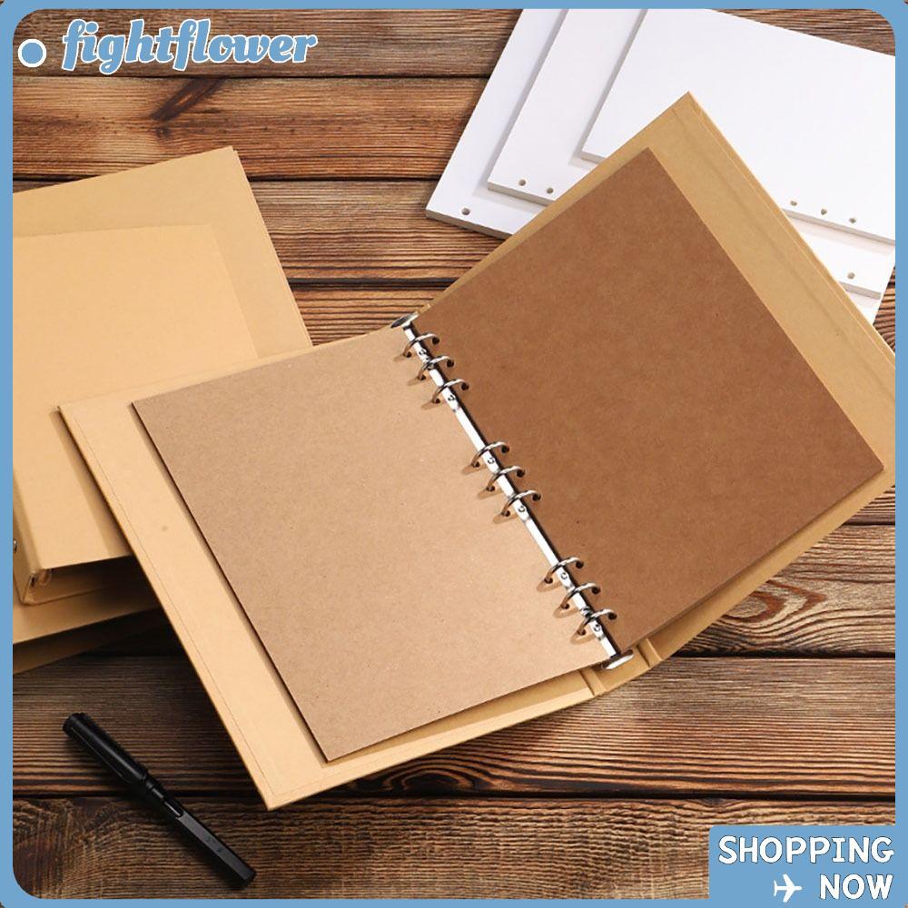 FIGHT Kraft Paper Binder Cover, Vintage A5 B5 A4 Binder File Clip, Kraft Paper Perforated Binder Fol