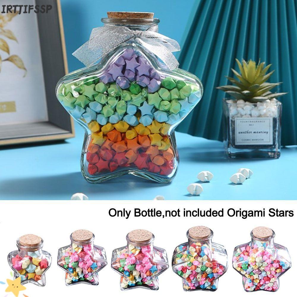 IRTJIFSSP Wishing Bottle, Craft Origami Stars Glass Bottle, Mini Stars Shape Pentagram Storage Bottl