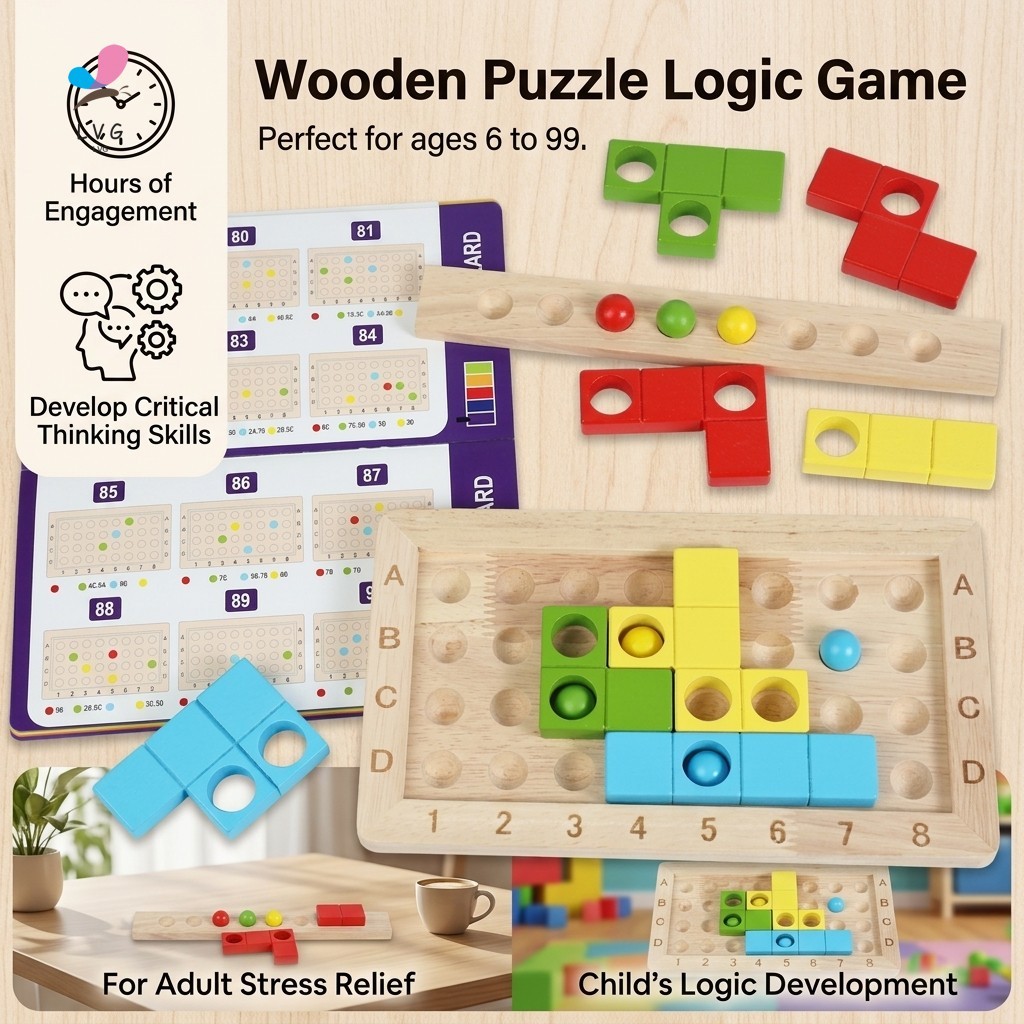 Kids 3D Tetris Puzzle Blocks Logic Thinking Educational Table Game