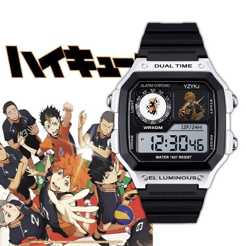 [นาฬิกา] Volleyball Junior Student Sports Watch Small Square Multi-Function Chronograph Alarm Clock 