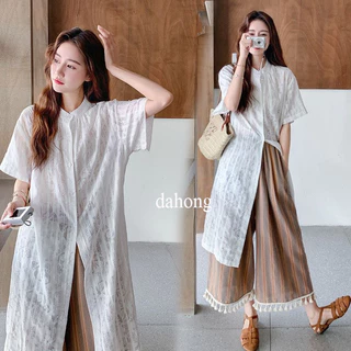 Dahong 99550/51 เสื้อคลุมยาวผ้าลูกไม้ + กางเกงขายาวทรงหลวมแบบลำลอง