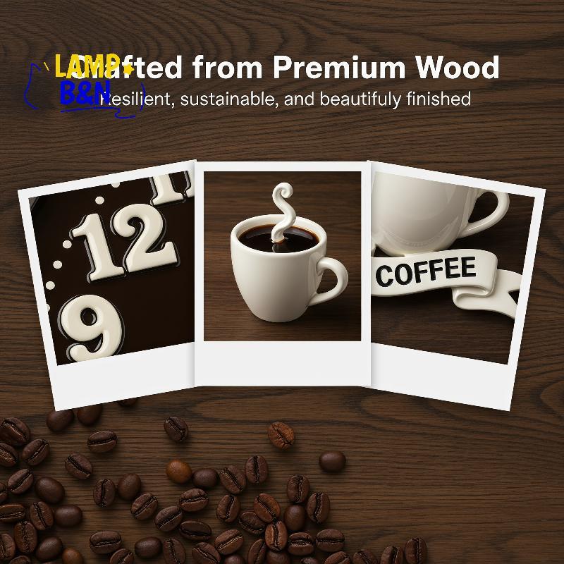 [B&N] Creative 2D Round Wall Clo ถ้วยกาแฟรูปไม้แขวนตกแต่งอเนกประสงค์ Wall Art สําหรับ Home Kitchen C
