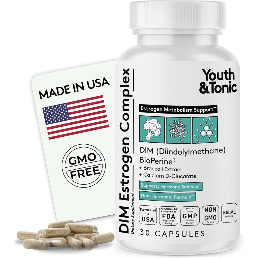 Youth & Tonic DIM Estrogen Complex – Estrogen Metabolism Support, Non-Hormonal Plant-Derived Formula