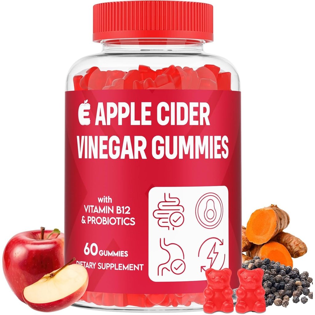 Apple Cider Vinegar Gummies 2000mg, Keto ACV Gummies with Probiotics, Keto Support & B12, Apple Cide