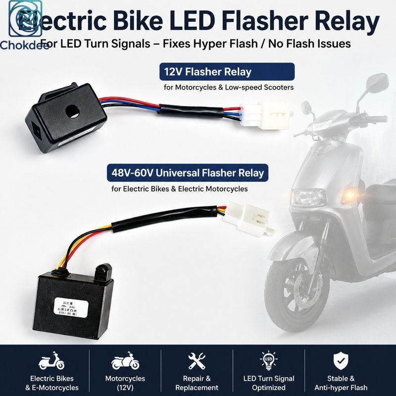 รีเลย์ไฟเลี้ยว LED อะไหล่จักรยานไฟฟ้า 48/60 V 12V พร้อมอุปกรณ์เสริม Flasher 3สาย LED Blinking