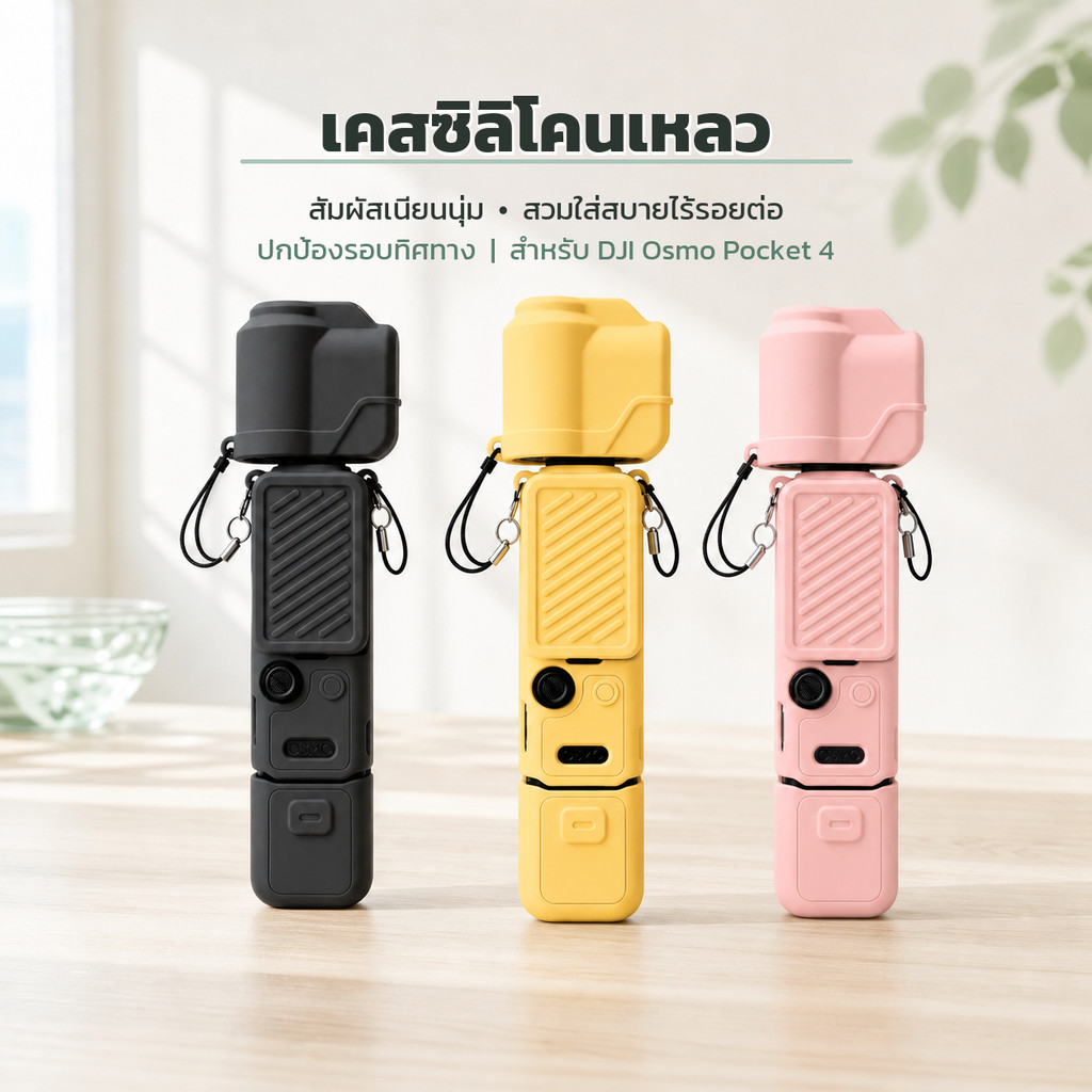 เคส DJI Osmo Pocket 4 เคสซิลิโคน เปิดช่องใช้งาน พร้อมสายคล้อง กันรอยขีดข่วน