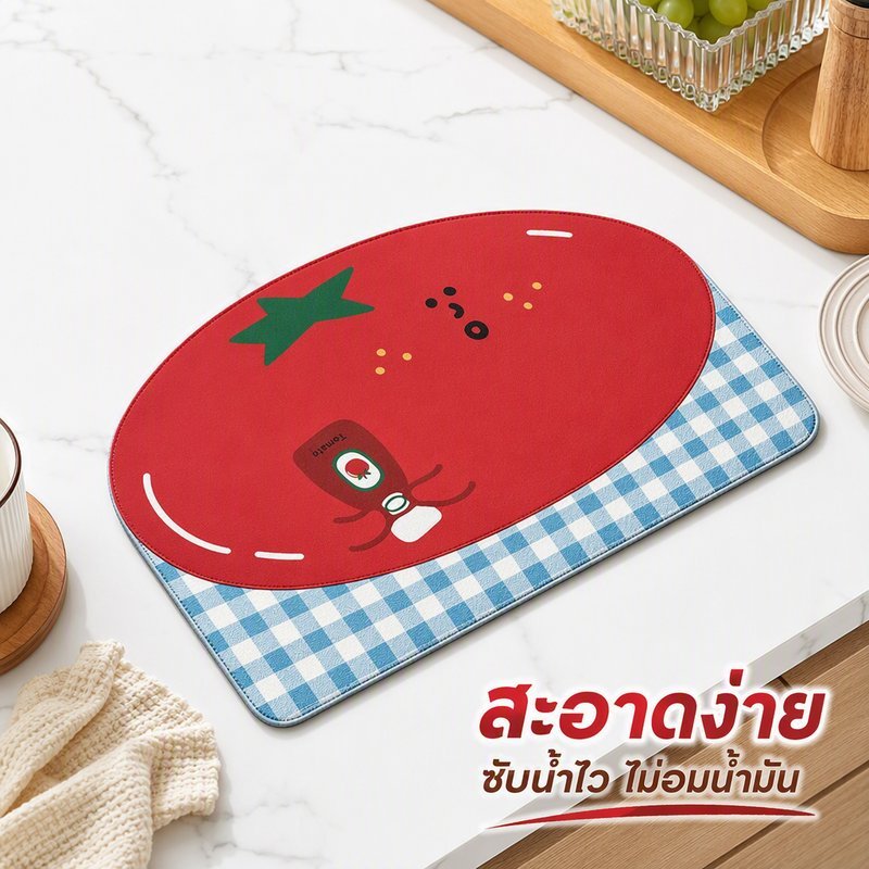 แผ่นรองจาน แผ่นรองระบายน้ำ กันน้ำกันน้ำมัน เช็ดง่าย ป้องกันความร้อนลวก กันลื่น ดูดซับน้ำ