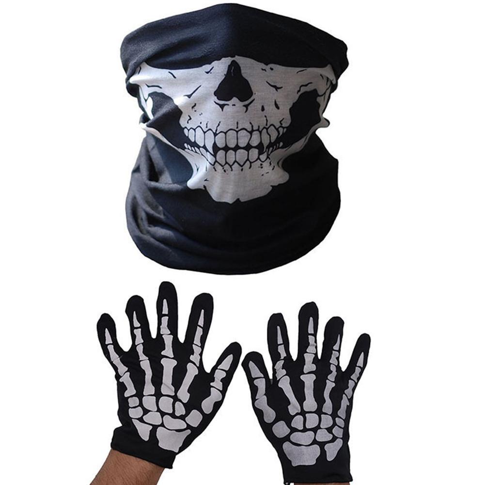 Halloween Grim Reaper Skull Mask Gloves & Cape Costume Set คอสเพลย์ปาร์ตี้ P4