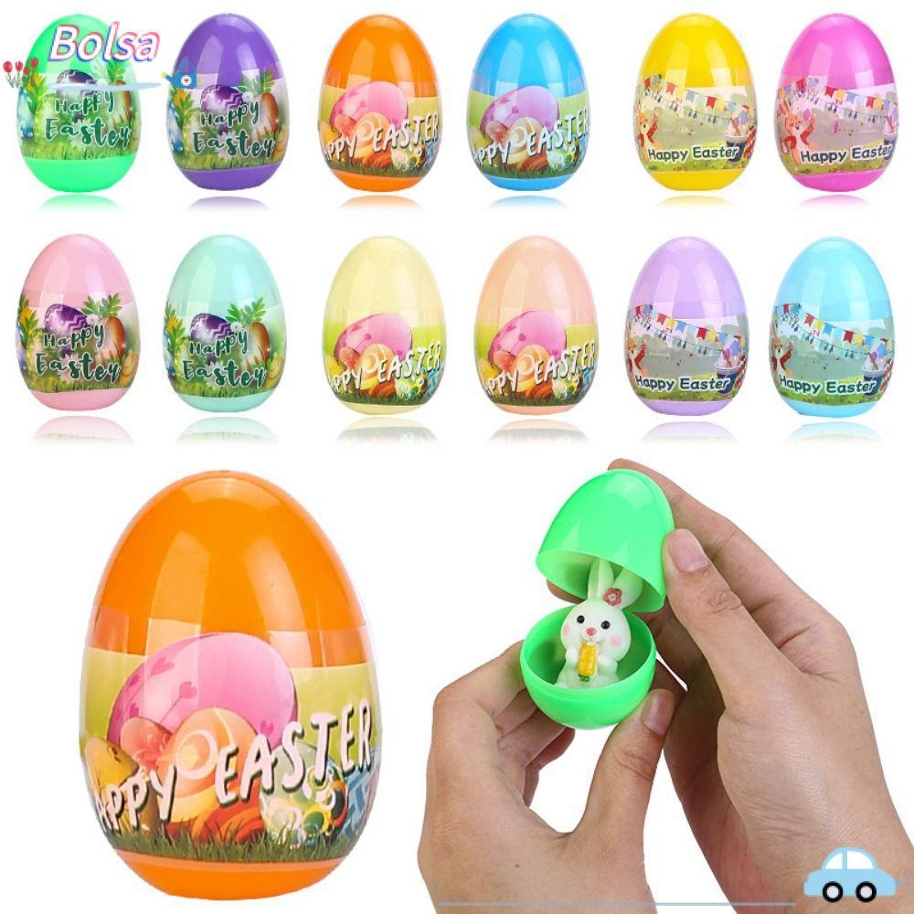 BOLSA 10PCS Twisted Egg Box,พลาสติกOpenable Easter Capsuleของเล่น,สุ่มฟิลเลอร์Multicolor Easter Eggข