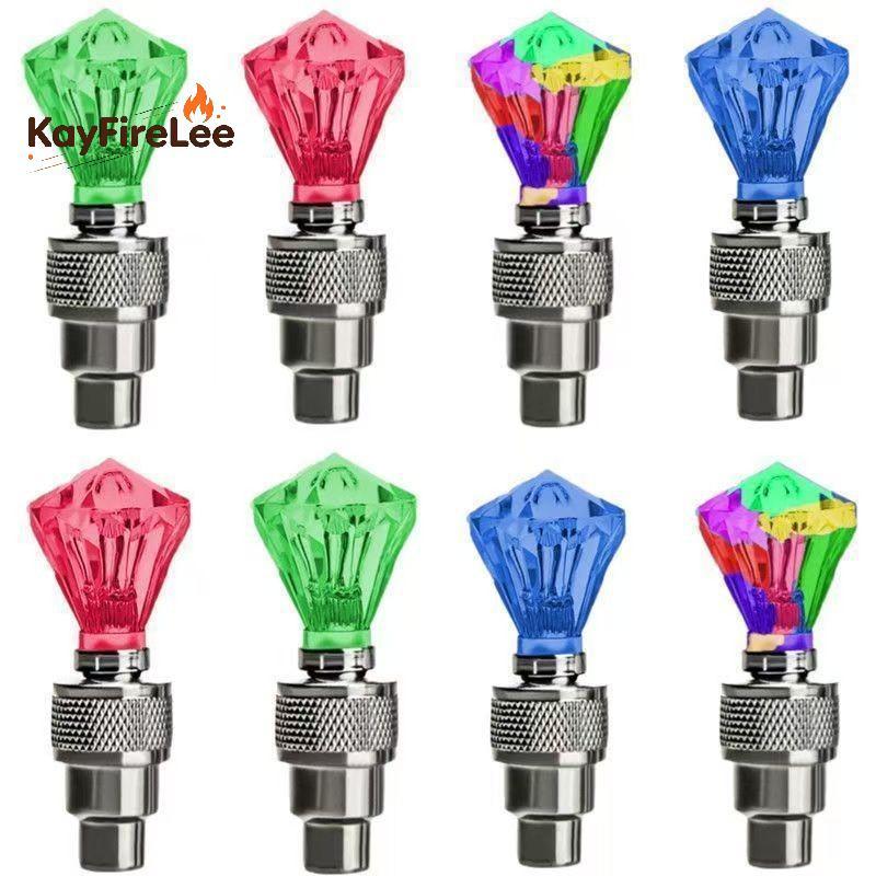 [KFL-t] 2 ชิ้น LED จักรยานล้อวาล์วหมวกไฟนีออนสีสันสดใสเรืองแสงกันน้ําสําหรับ Night Road ขี่จักรยานตกแต่งความปลอดภัย