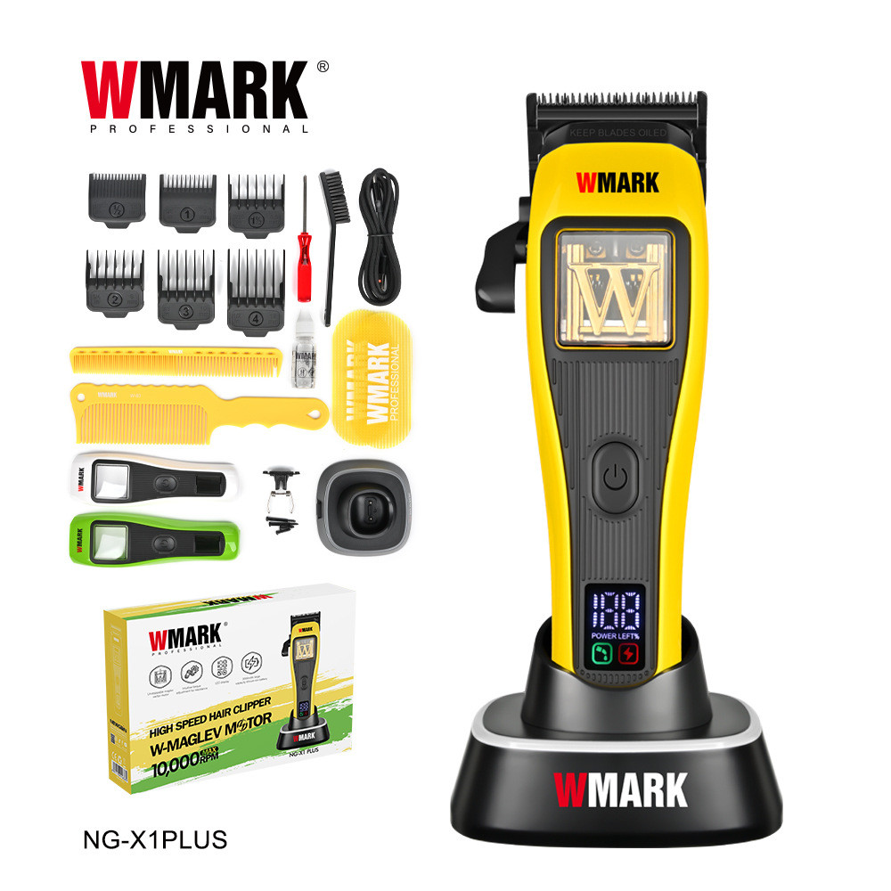 WMARK NG-X1 PLUS LCD Digital Hair Clipper พร้อม Magnetic Levitation และ DLC Blade Head สําหรับปัตตาเ