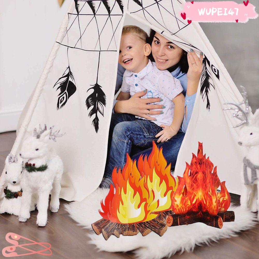 WUPEI47AD Campfire Centerpiece สําหรับ Camping Theme Party เปลวไฟปลอมกระดาษประดิษฐ์ Fire Flame