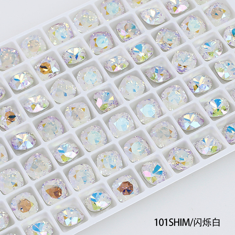 [ขายร้อน-100 ชิ้นในชุด] Dongzhou ทําเล็บมือเพชรไขมันสแควร์ 8mmK9 ชี้ด้านล่างเพชร DIY เครื่องประดับอุ