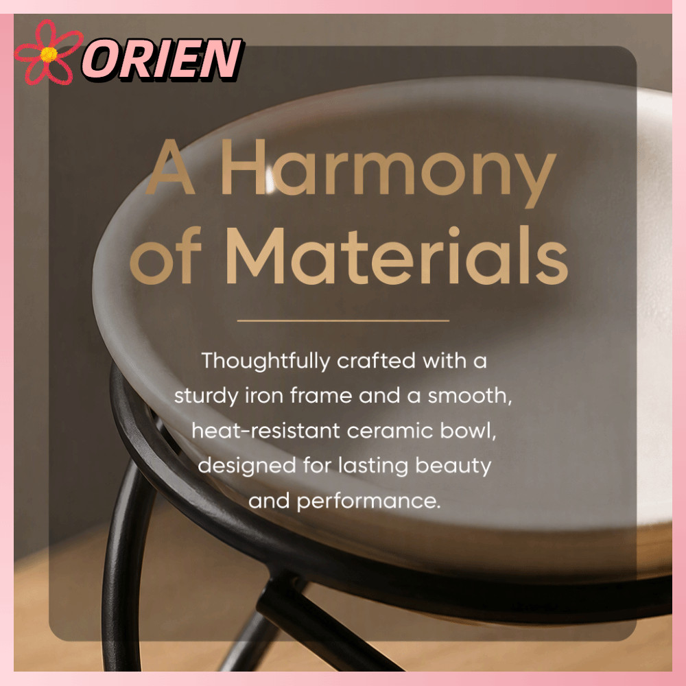 ORIEN Wax Melt Warmer, โลหะ 3.94x3.86in Essential Oil Burner, เซรามิคชามรวม Fast Thermal Conduction 
