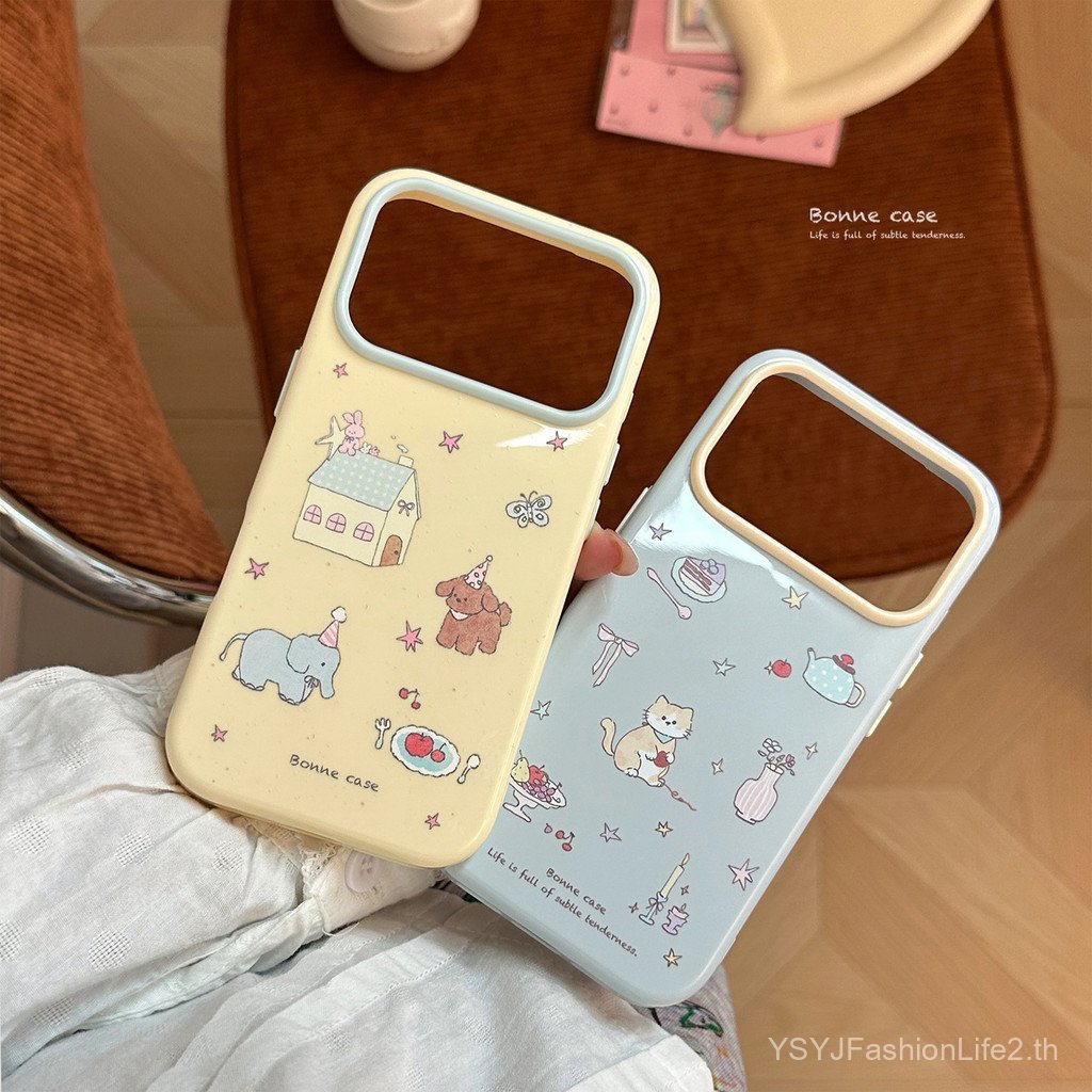เคสโทรศัพท์สัตว์ Childlike สําหรับ Apple 17pm, iPhone 16 Pro, การ์ตูนคู่ 14 กันกระแทก 13 Soft Case 1
