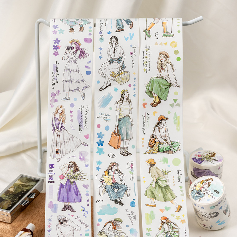 นาย กระดาษ200เซนติเมตร/ม้วนตายตัดเทปสีน้ํามือวาดสาวอ่อนโยนรูปแบบรูปหนังสือมือภาพตัดปะวัสดุทําเองการ์ดอวยพรถ้วยไดอารี่กรณีโทรศัพท์กาวการ์ดอัลบั้มตกแ