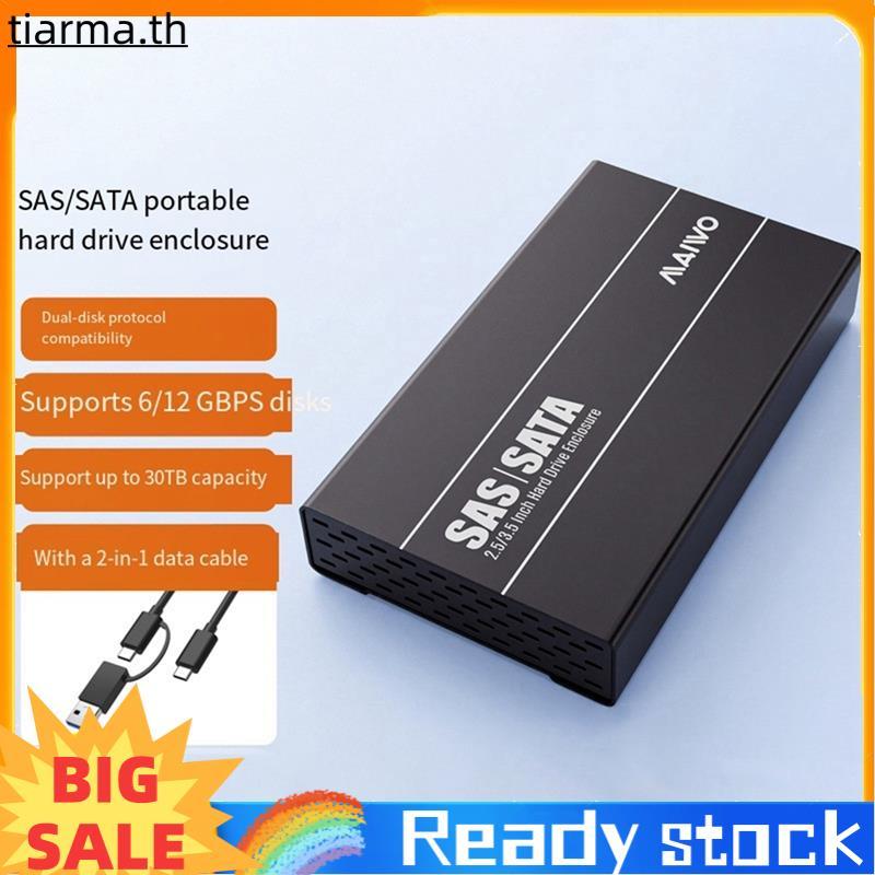 TIARMA SAS/SATA ฮาร์ดไดรฟ์ภายนอก 2.5/3.5 นิ้ว SAS/SATA HDD Case Sata to Type-C Hdd Dock รองรับสูงสุด