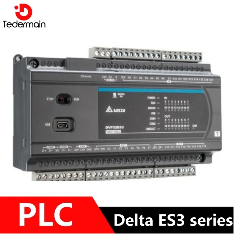 GM32 ยี่ห้อใหม่ Delta ES3 Series PlC อินเทอร์เฟซอีเธอร์เน็ตในตัว CANopen DVP32ES300R DVP32ES311T DVP