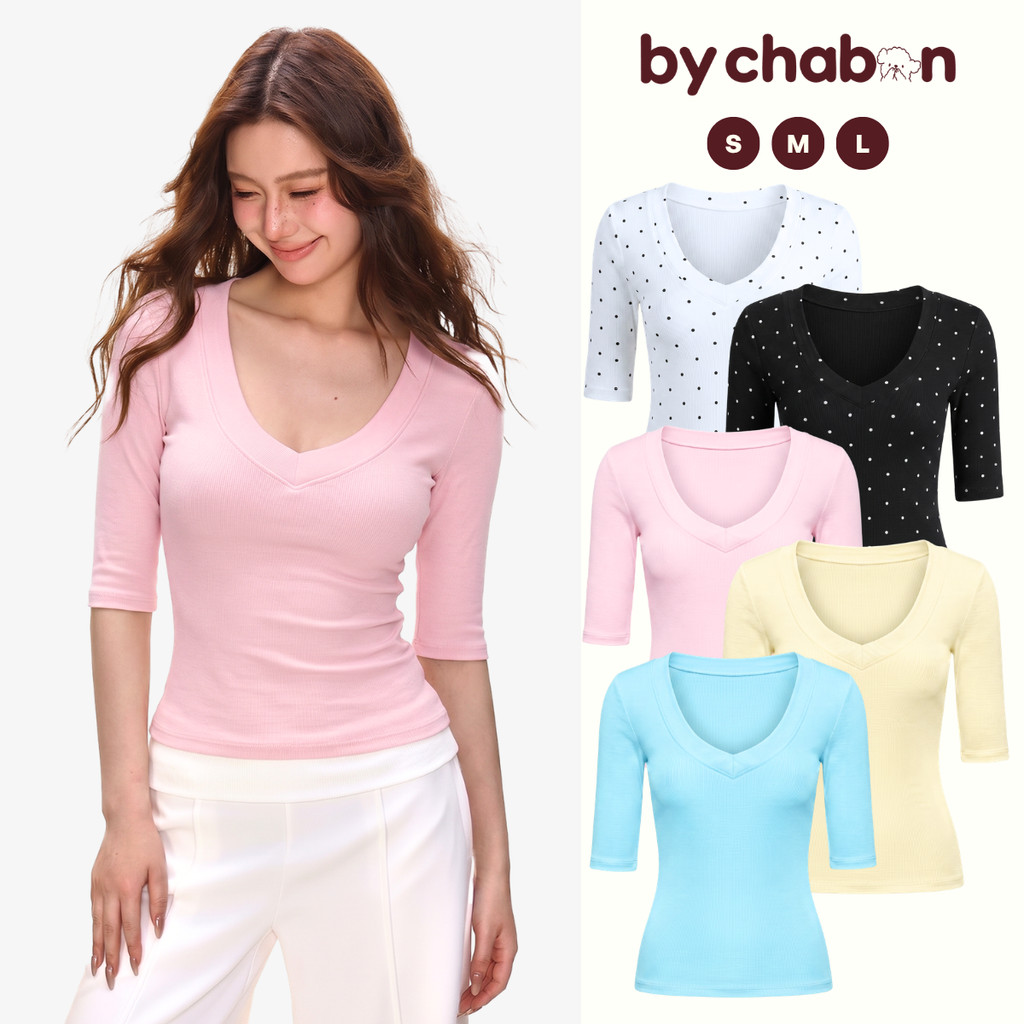 Y2K Style เสื้อยืดคอเต่าครึ่งแขน By ChaBon CB41