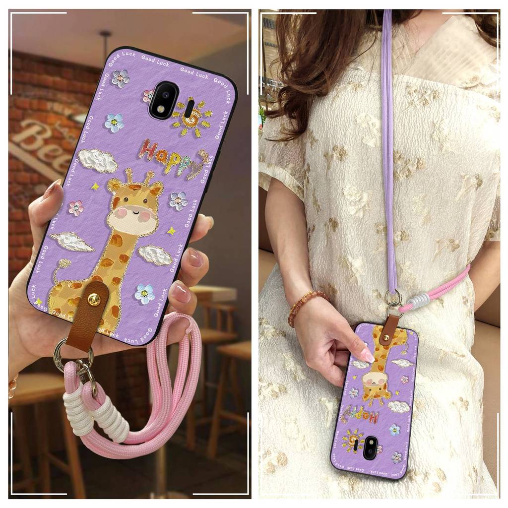 SAMSUNG กันกระแทกป้องกันฝุ่นเคสโทรศัพท์สําหรับSamsung Galaxy J4 2018/J400F Lanyardปกหลังน่ารักสร้อยค