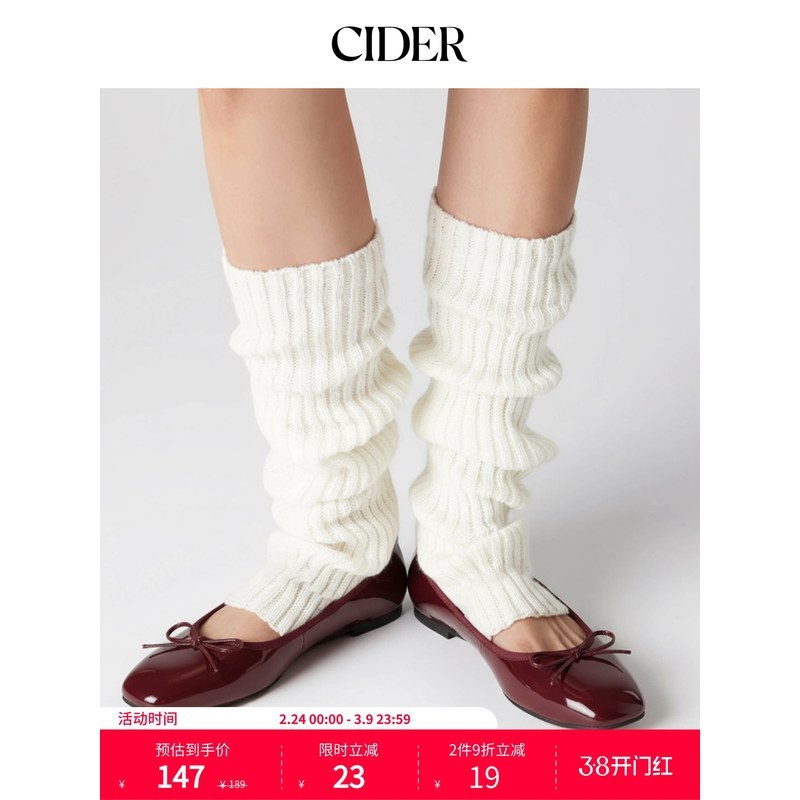 【สไตล์เซเลบริตี้】รองเท้าบัลเลต์แมรี่เจนหัวเหลี่ยมตื้นประดับโบว์ CIDER รุ่น 114813656