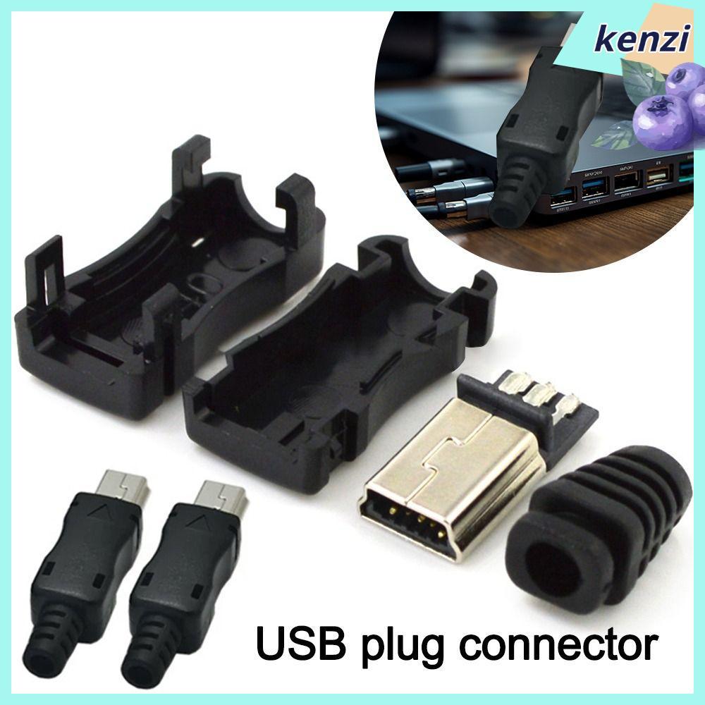 KENZI USB 2.0 Jack, DIY 5Pin Mini USB Male Connector, 5Pin Plug Socket Data Cable Connector 4 In 1 ป