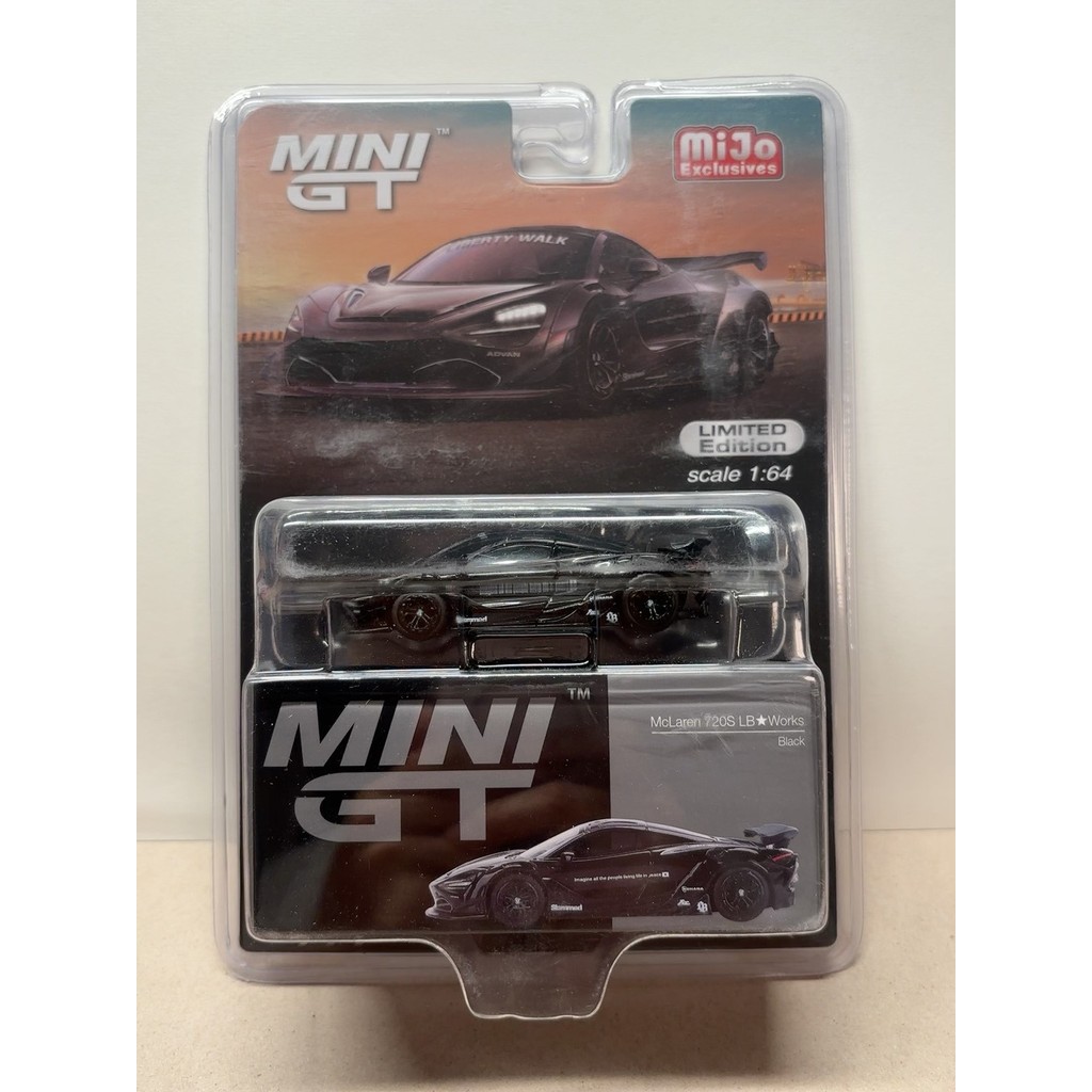 [กําพร้าสต็อกพร้อม] MINIGT 1/64 MINIGT 720S LB★ทํางาน Black Samurai US Version miJo Limited Wall Car