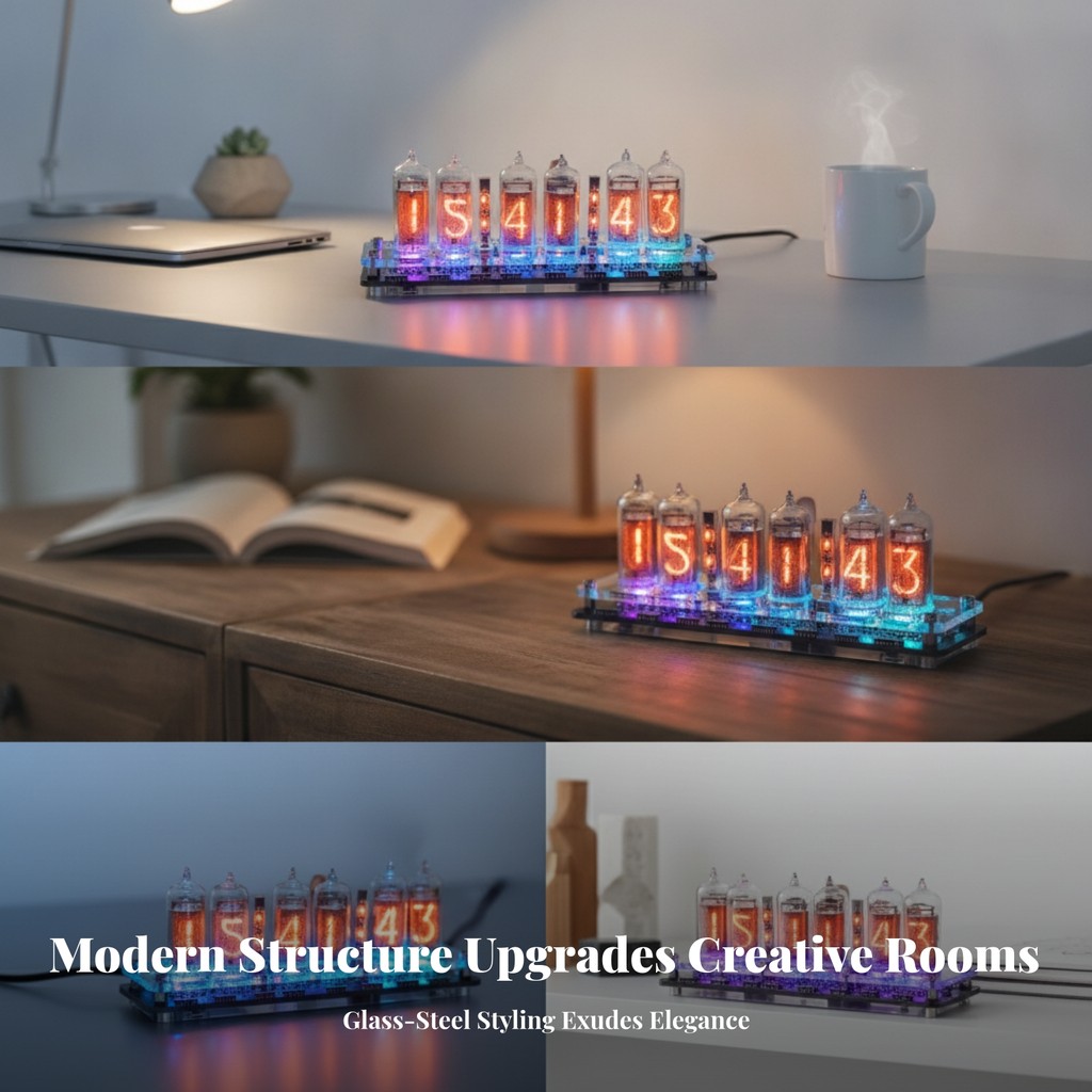 -14 Nixie Clock นาฬิกาหลอด Nixie โปร่งใส 12/24 ชั่วโมง Format Handmade สําหรับ Tech Lovers ผู้ที่ชื่