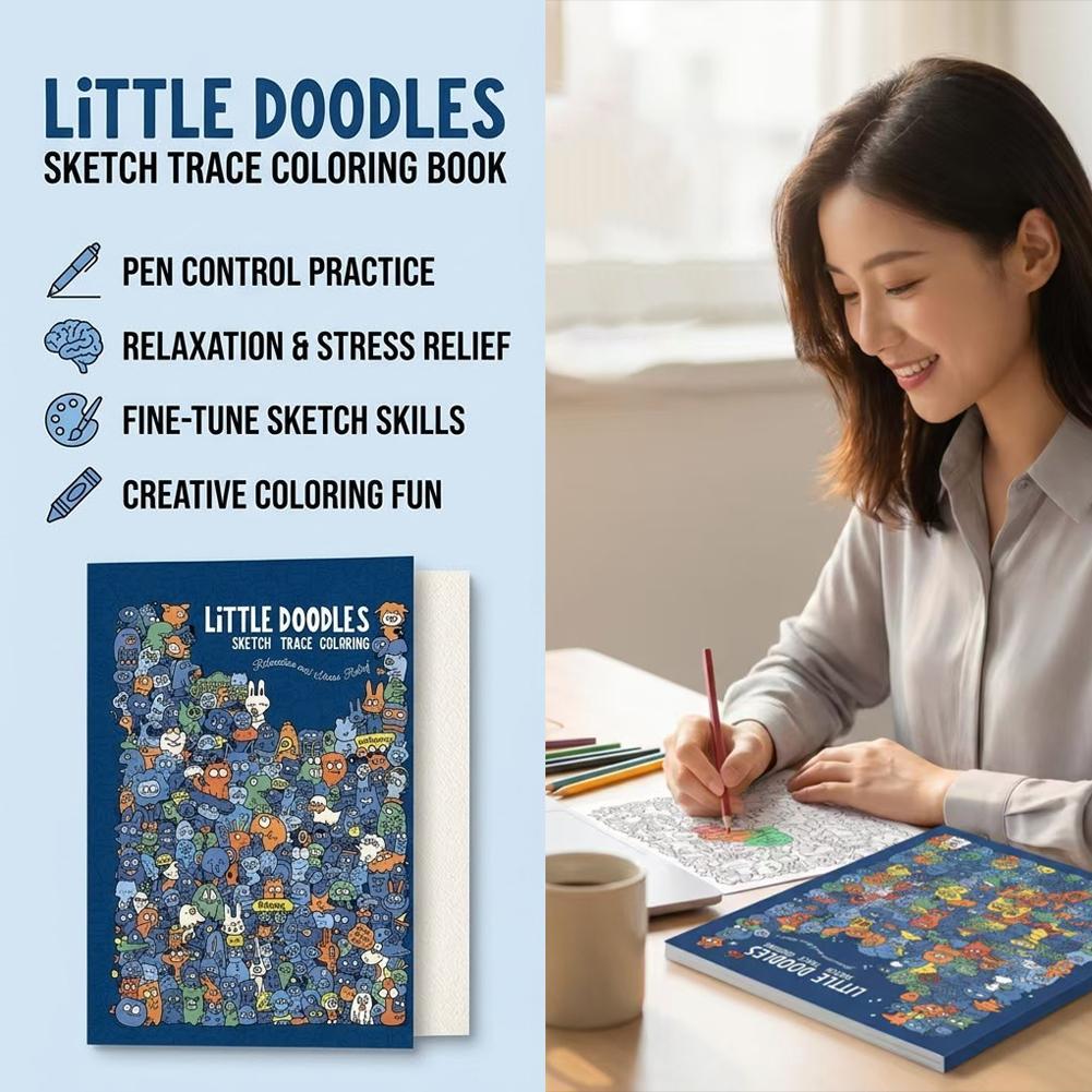 สมุดระบายสีสําหรับผู้ใหญ่ Stress Relief Doodle Drawing Book J5I1