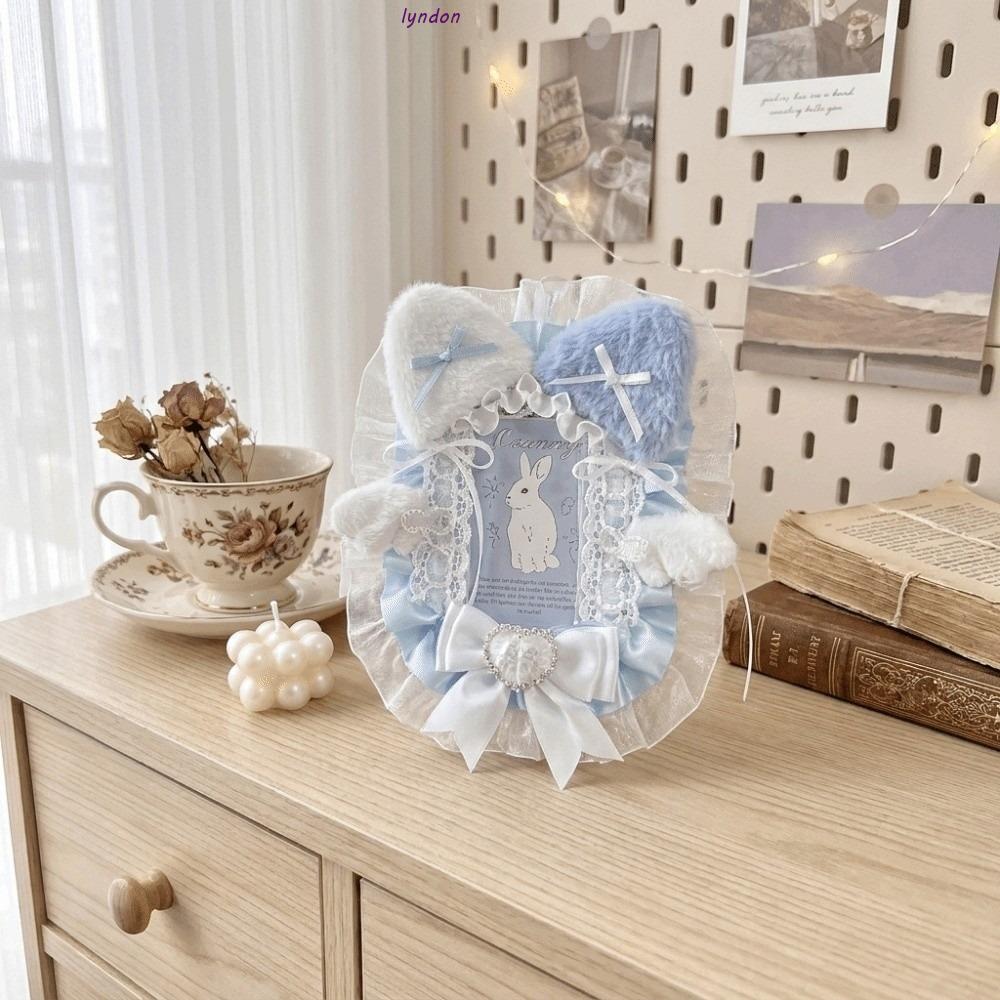 LYNDON ID Card Case, Plush Lace Photocard Holder, Sweet Protective Sleeve Hanging Chain Cute Bow Bag